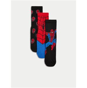 Sada tří párů klučičích ponožek v černé, modré a červené barvě Marks & Spencer Spider-Man™