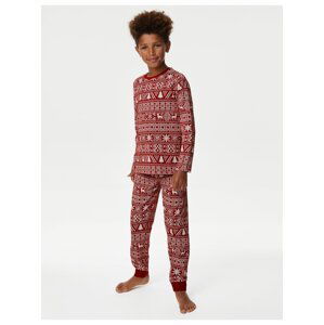 Červené dětské pyžamo s vánočním motivem Marks & Spencer