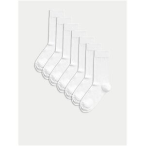 Sada sedmi párů pánských ponožek v bílé barvě Marks & Spencer Cool & Fresh™