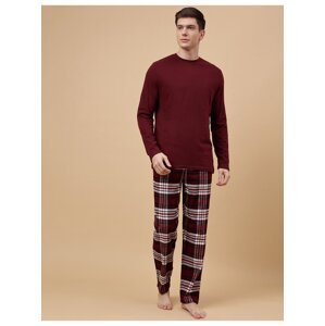 Červené pánské kostkované pyžamo Marks & Spencer
