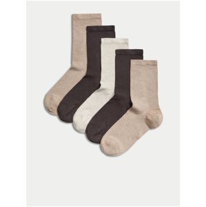Sada pěti párů dámských ponožek v béžové, hnědé a krémové barvě Marks & Spencer Sumptuously Soft™