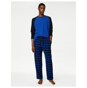 Modré pánské kostkované pyžamo Marks & Spencer