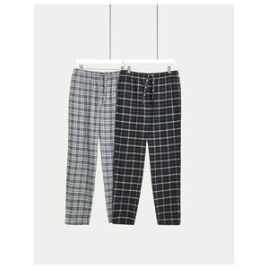Sada dvou pánských kostkovaných pyžamových kalhot v černé a šedé barvě Marks & Spencer