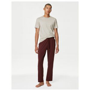 Vínové pánské pyžamové kalhoty Marks & Spencer Supersoft