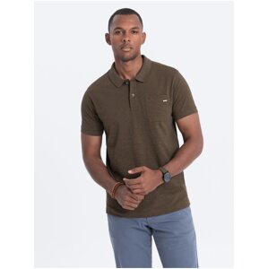 Khaki pánské polo tričko Ombre Clothing