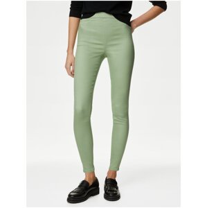 Světle zelené dámské skinny fit džíny s vysokým pasem Marks & Spencer