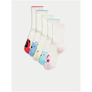 Sada pěti párů dětských ponožek v bílé barvě Marks & Spencer