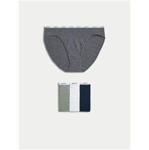 Sada čtyř dámských kalhotek v šedé, bílé a černé barvě Marks & Spencer