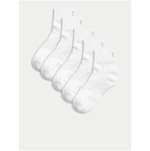 Sada pěti párů pánských sportovních ponožek v bílé barvě Marks & Spencer