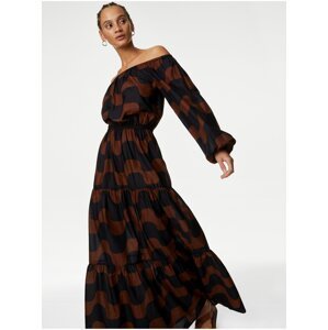Černo-hnědé dámské vzorované maxi šaty Marks & Spencer