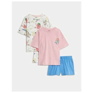 Sada dvou holčičích pyžam v růžové, krémové a modré barvě Marks & Spencer
