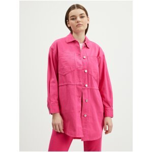 Tmavě růžová dámská oversize košilová bunda ONLY Drew