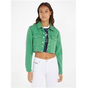 Zelená dámská džínová crop top bunda Tommy Jeans