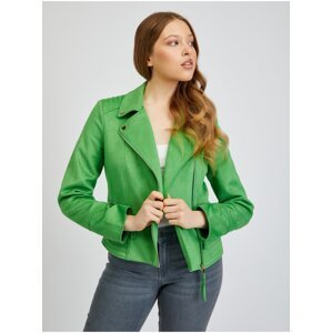 Zelená dámská koženková bunda v semišové úpravě ORSAY