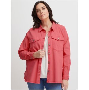 Růžová dámská džínová košilová bunda Fransa