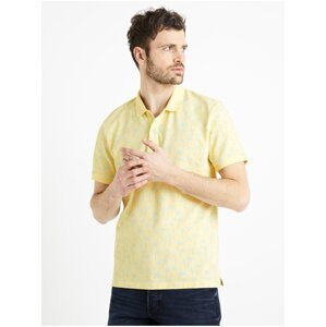 Žluté pánské vzorované polo tričko Celio Depalmito