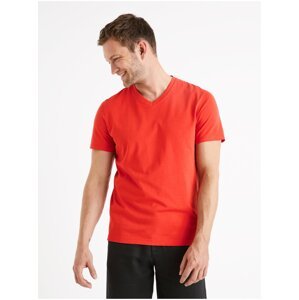 Červené pánské basic tričko Celio Debasev