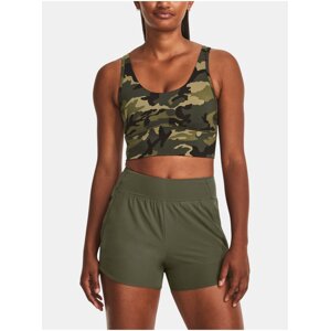 Khaki sportovní crop top tílko Under Armour Meridian Fitted CropTankPrnt