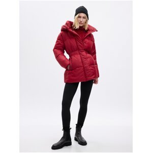 Červená dámská zimní prošívaná bunda s kapucí GAP PrimaLoft®