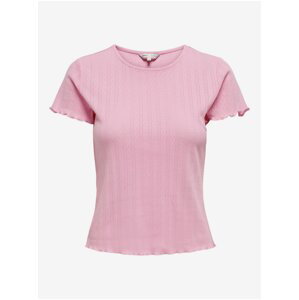 Růžové dámské žebrované tričko ONLY Carlotta