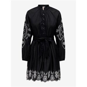 Černé dámské košilové šaty s výšivkou ONLY Flo