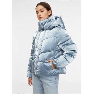 Světle modrá dámská zimní prošívaná bunda s kapucí GAP