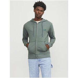 Zelená pánská mikina na zip s kapucí Jack & Jones Faded