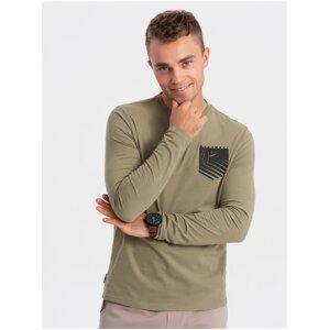 Khaki pánské tričko Ombre Clothing