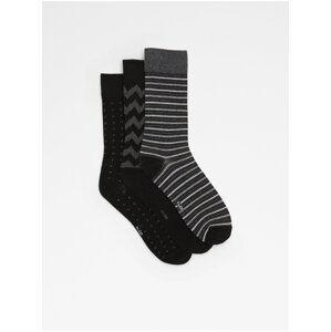Sada tří párů pánských vzorovaných ponožek v šedé a černé barvě ALDO Brirash