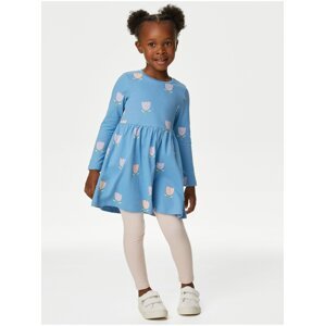 Květované šaty, z čisté bavlny (2–8 let) Marks & Spencer modrá