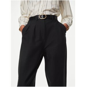 Žerzejové kalhoty ke kotníkům mírně zúženého střihu Marks & Spencer černá