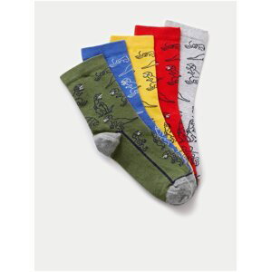 Ponožky s dinosaurem a vysokým podílem bavlny, 5 párů Marks & Spencer vícebarevná