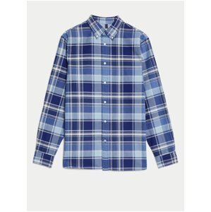 Pruhovaná košile Oxford z čisté bavlny, snadné žehlení Marks & Spencer modrá