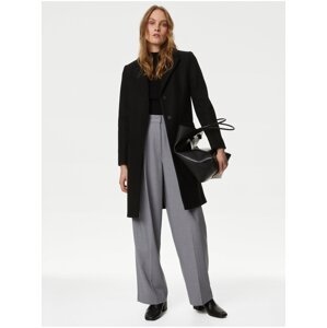 Kalhoty volného střihu se širokými nohavicemi a plisováním vepředu Marks & Spencer šedá
