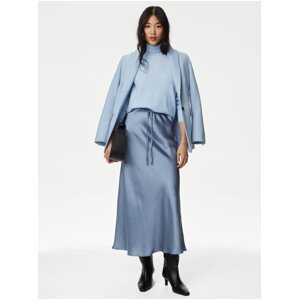 Světle modrá dámská saténová midi sukně Marks & Spencer