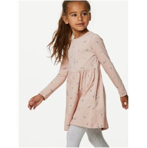 Květované šaty, z čisté bavlny (2–8 let) Marks & Spencer růžová