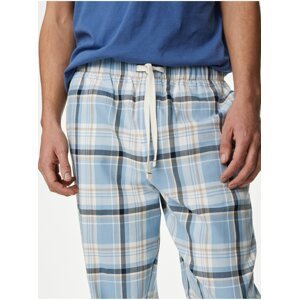 Bílo-modré pánské kostkované pyžamové kalhoty Marks & Spencer