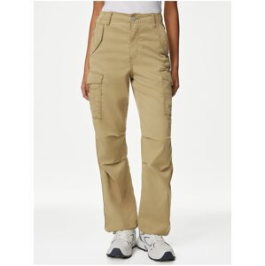 Kapsáčové kalhoty s rovnými nohavicemi s vysokým podílem materiálu Lyocell™ Marks & Spencer béžová