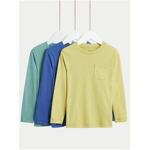 Sada tří klučičích triček v modré, žluté a zelené barvě Marks & Spencer