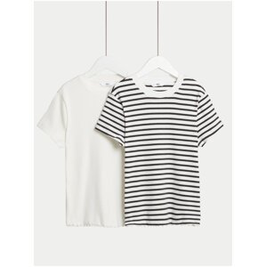 Sada dvou holčičích triček v krémové barvě Marks & Spencer