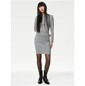 Příjemné žerzejové mini šaty s řasením Marks & Spencer šedá