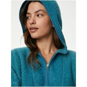 Mikina s kapucí s umělou kožešinou na vnitřní straně Marks & Spencer modrá
