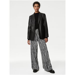 Bílo-černé dámské pruhované široké kalhoty Marks & Spencer
