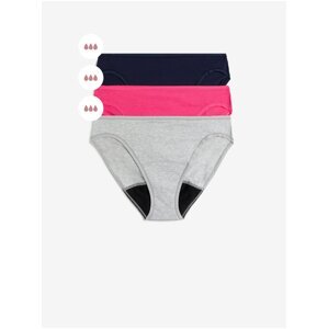 Sada tří dámských menstruačních kalhotek s vysokou savostí v šedé, tmavě růžové a černé barvě Marks & Spencer