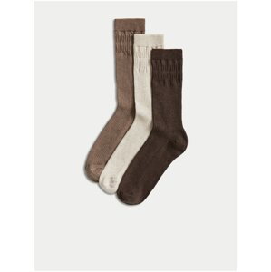 Sada tří párů pánských ponožek v hnědé a béžové barvě Marks & Spencer