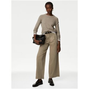 Světle hnědé dámské široké kalhoty Marks & Spencer