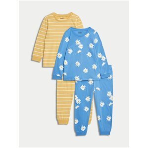 Sada dvou holčičích pyžam ve žluté a modré barvě Marks & Spencer