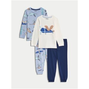 Sada dvou klučičích pyžam s motivem letadla v bílé a modré barvě Marks & Spencer