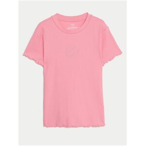 Růžové holčičí tričko s kamínky Marks & Spencer