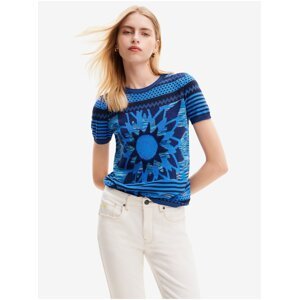 Modré dámské úpletové tričko Desigual Sun Blue